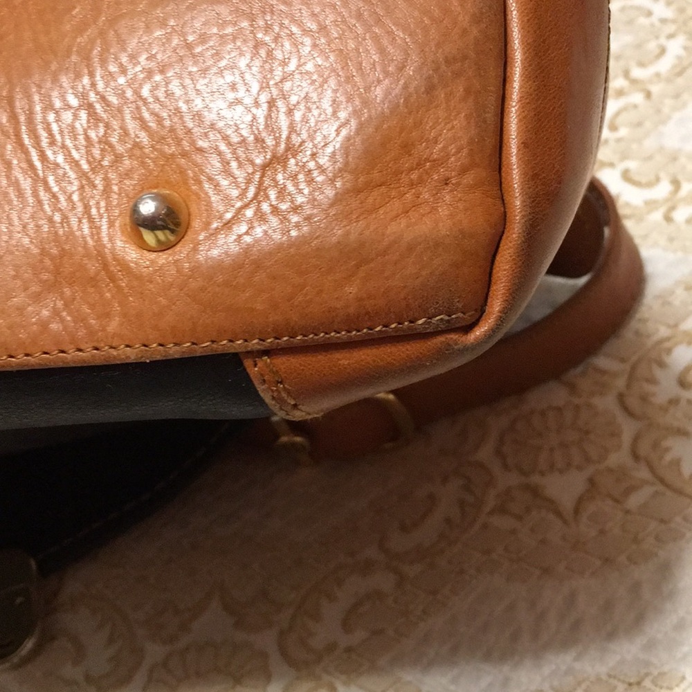 MARINO ORLANDI Genuine Leather Black/Brown ColorBlock Shoulder Bag Made in Italy - Picture 8 of 16